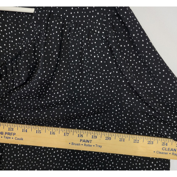 Jones New York Blouse Womens 1X Black White Polka Dot Ruffle Neck 3/4 Sleeve - Picture 8 of 11